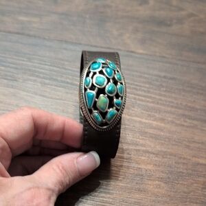 Studio Barse Silver And Turquoise Leather Bracelet